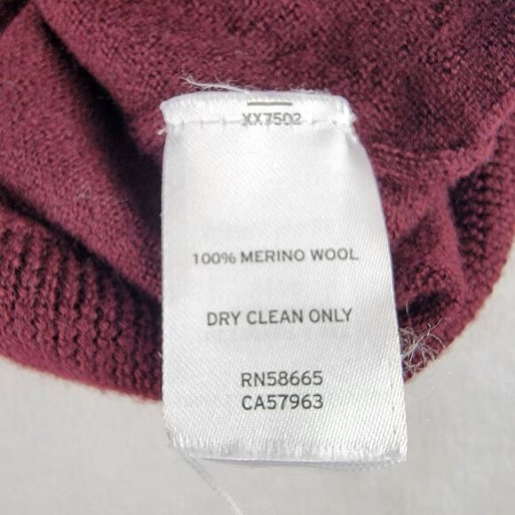 BROLETTO Mens V-Neck Sweater Merino Wool Wine Maroon Long Sleeve Casual Soft - Picture 6 of 7